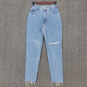 Vintage Bongo Jeans Womens 9 Blue High Waist Tapered Mom Denim Distressed 25x28